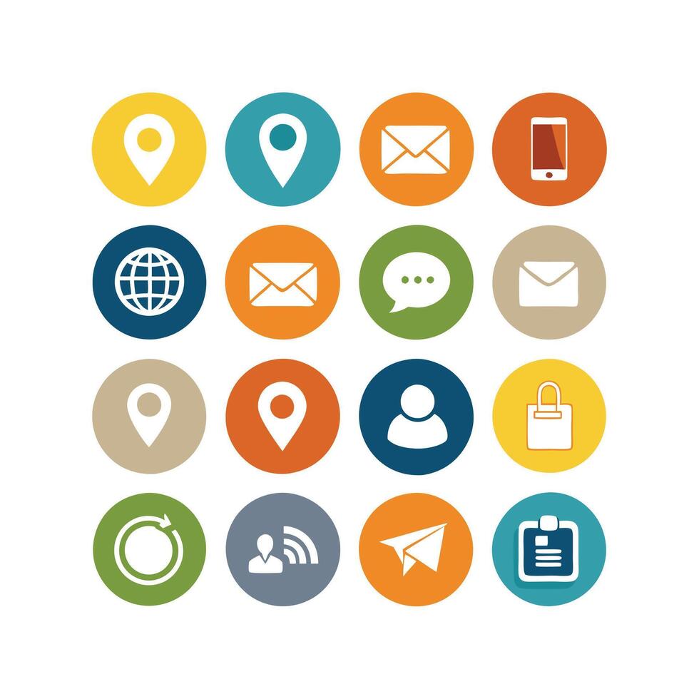 Contact Us icon set collection for websites and mobile applications vector