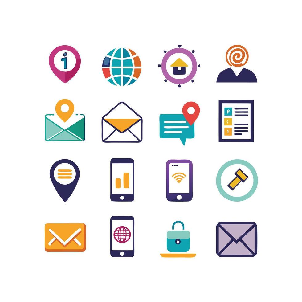 Contact Us icon set collection for websites and mobile applications vector