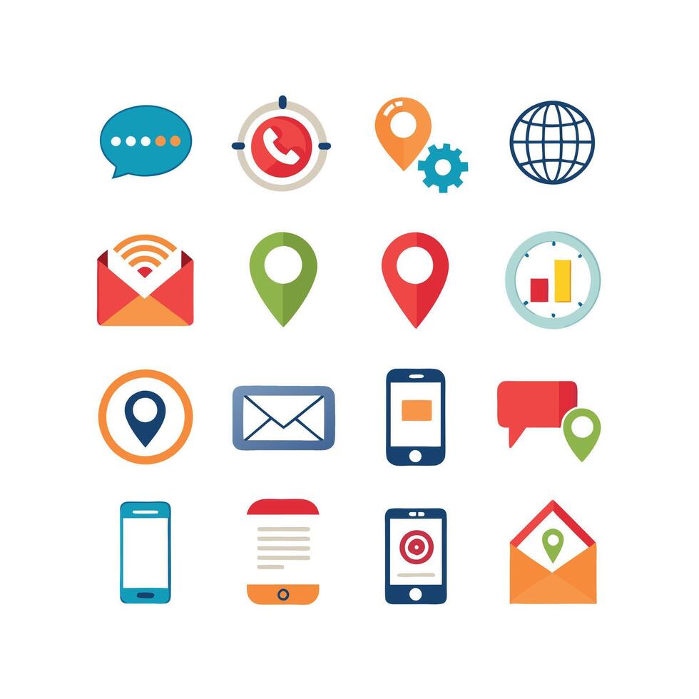 Contact Us icon set collection for websites and mobile applications vector