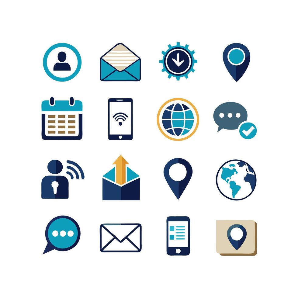 Contact Us icon set collection for websites and mobile applications vector