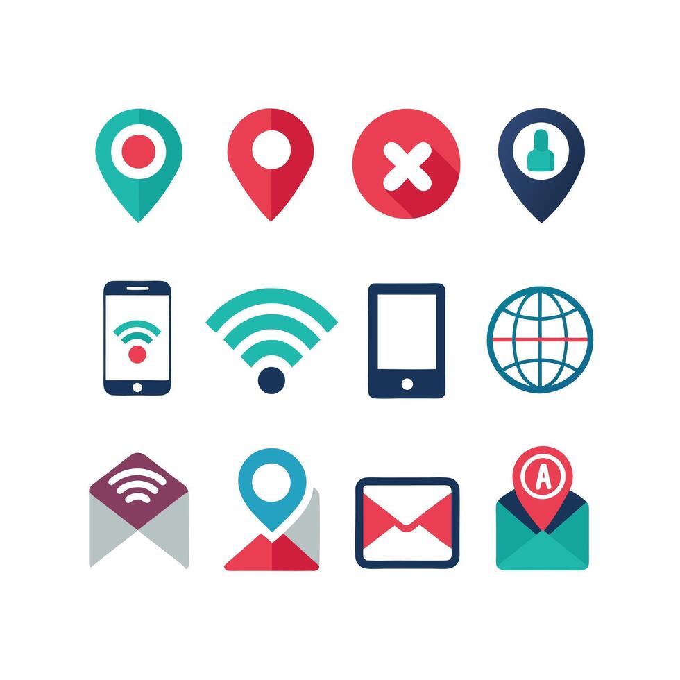 Contact Us icon set collection for websites and mobile applications vector