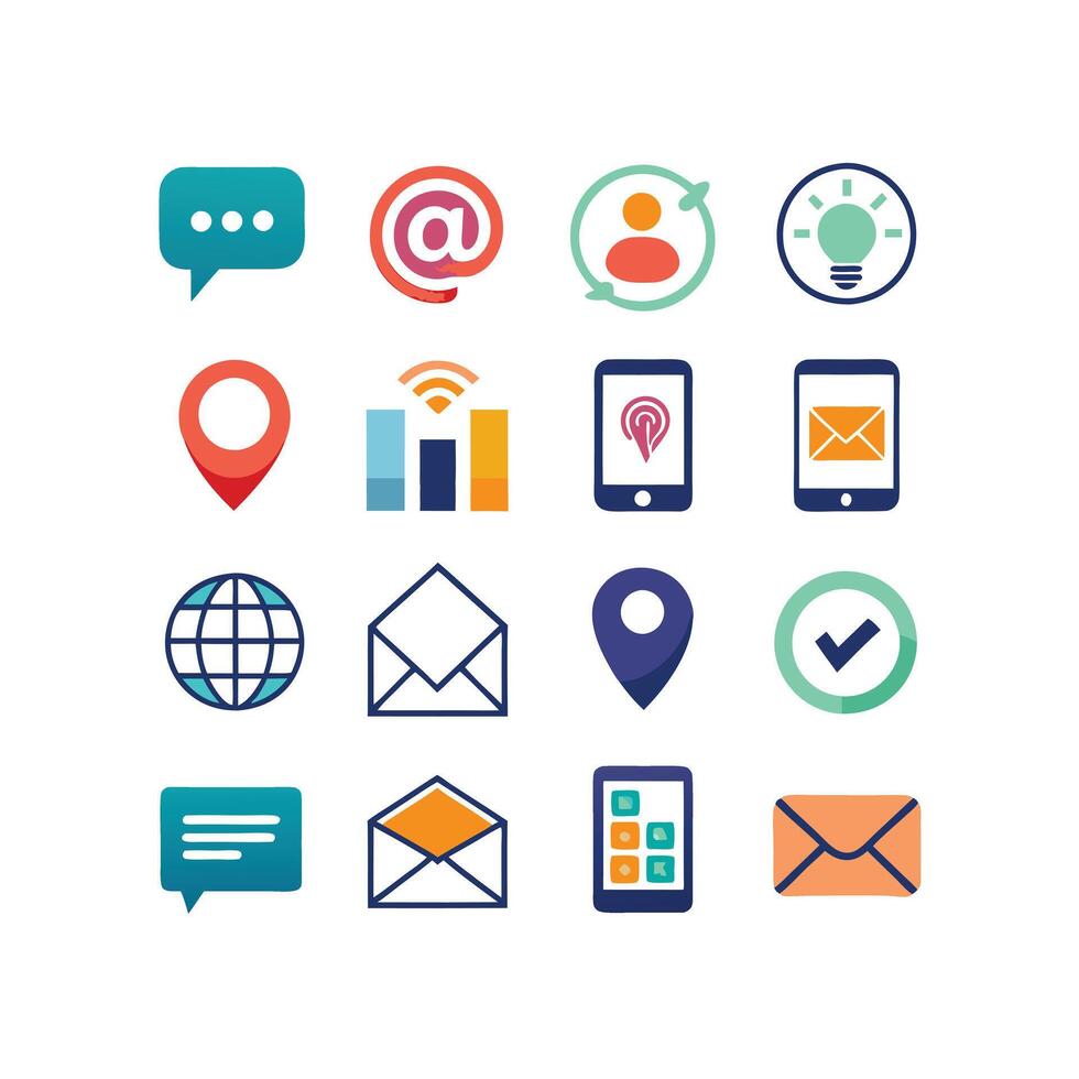Contact Us icon set collection for websites and mobile applications vector