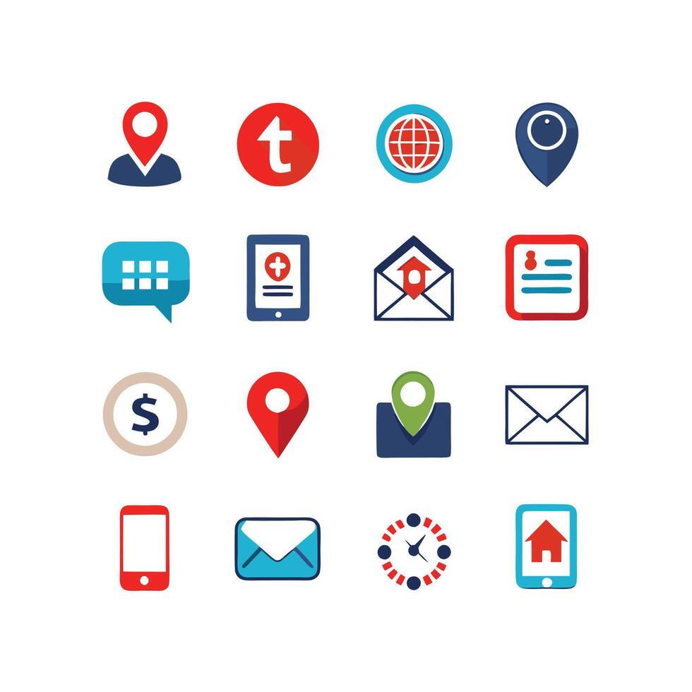 Contact Us icon set collection for websites and mobile applications vector