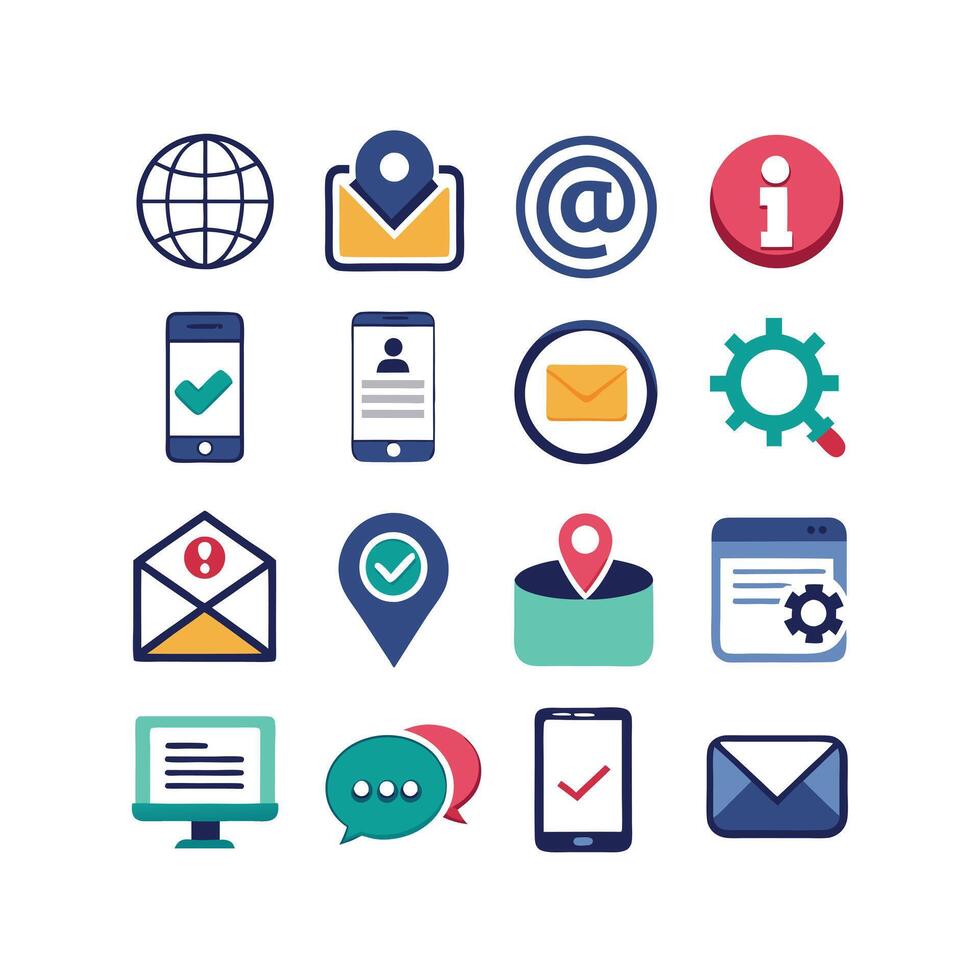 Contact Us icon set collection for websites and mobile applications vector
