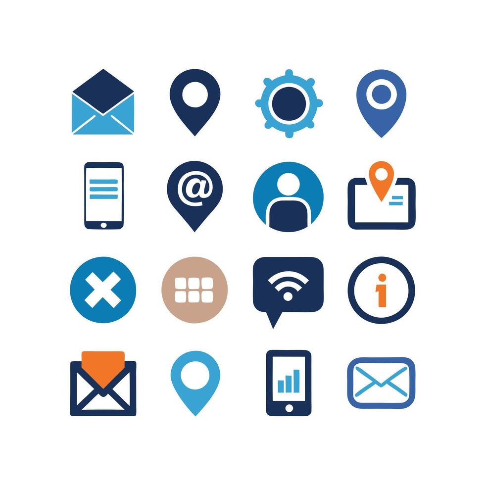 Contact Us icon set collection for websites and mobile applications vector