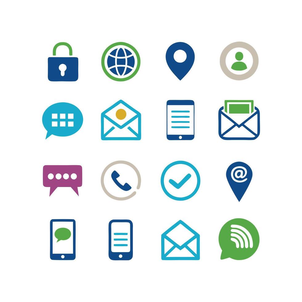 Contact Us icon set collection for websites and mobile applications vector