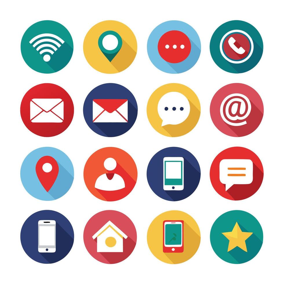 Contact Us icon set collection for websites and mobile applications vector