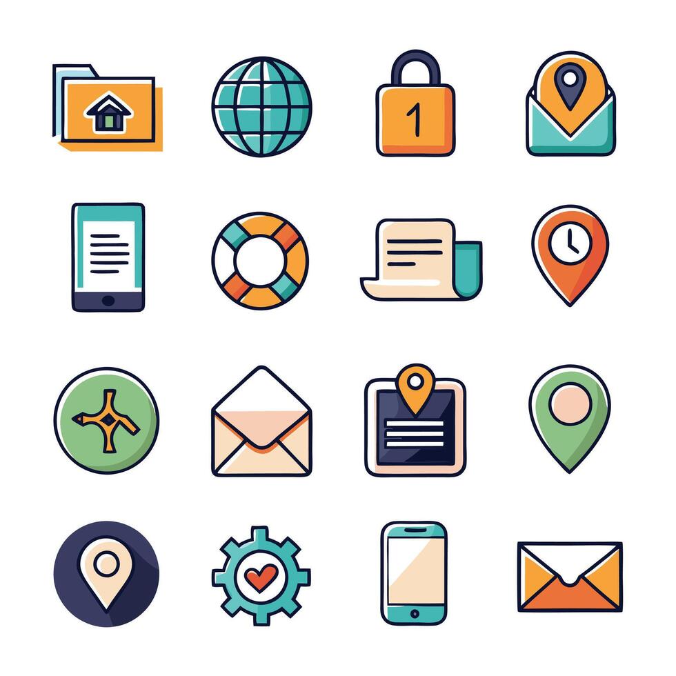 Contact Us icon set collection for websites and mobile applications vector