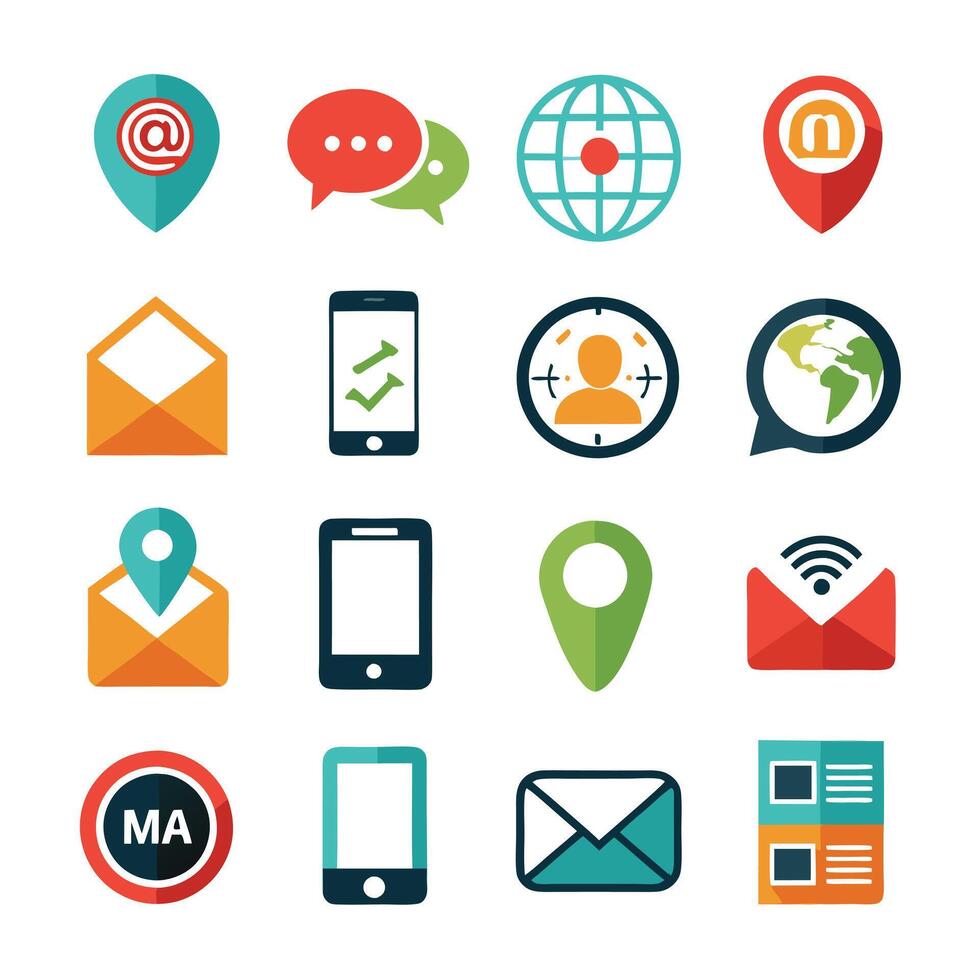 Contact Us icon set collection for websites and mobile applications vector