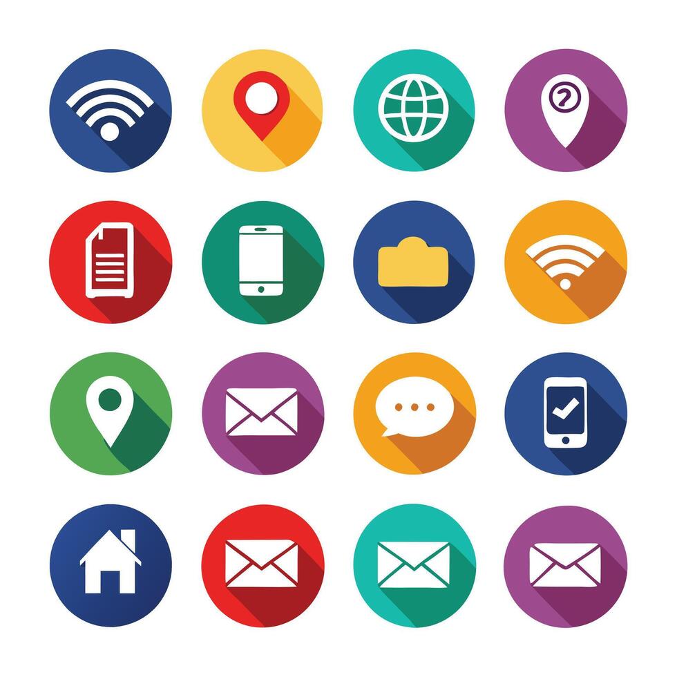 Contact Us icon set collection for websites and mobile applications vector