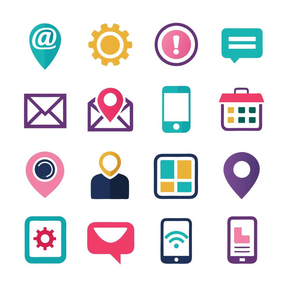 Contact Us icon set collection for websites and mobile applications vector