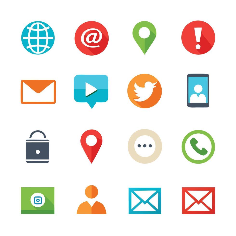 Contact Us icon set collection for websites and mobile applications vector