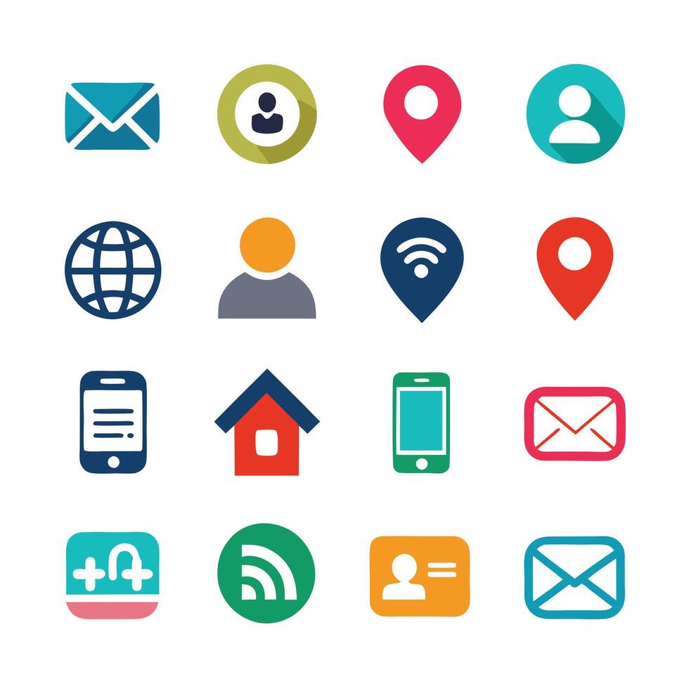 Contact Us icon set collection for websites and mobile applications vector