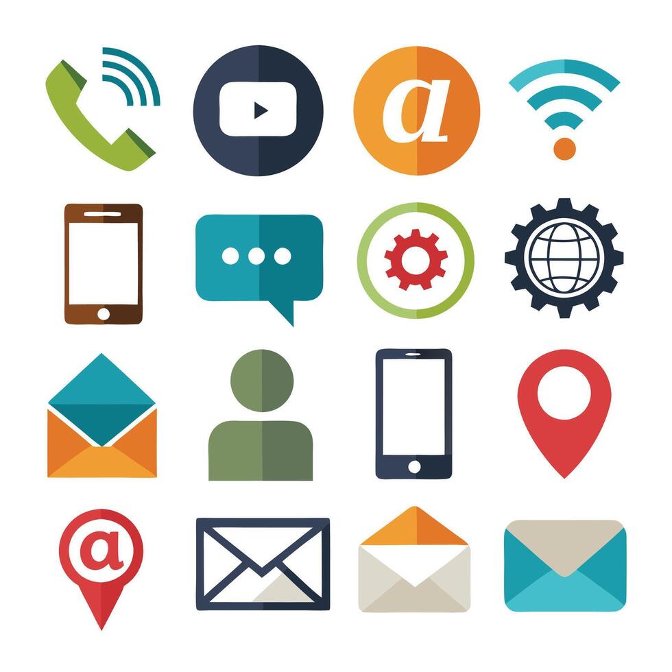 Contact Us icon set collection for websites and mobile applications vector