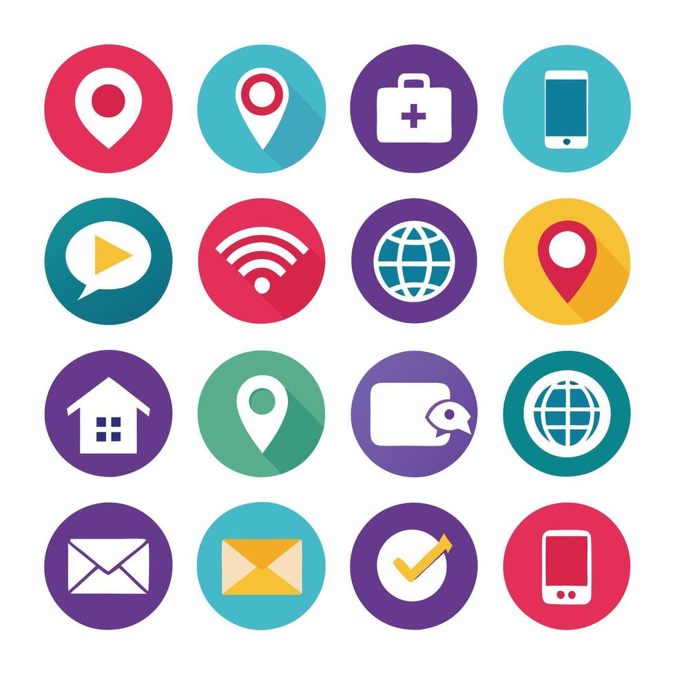 Contact Us icon set collection for websites and mobile applications vector
