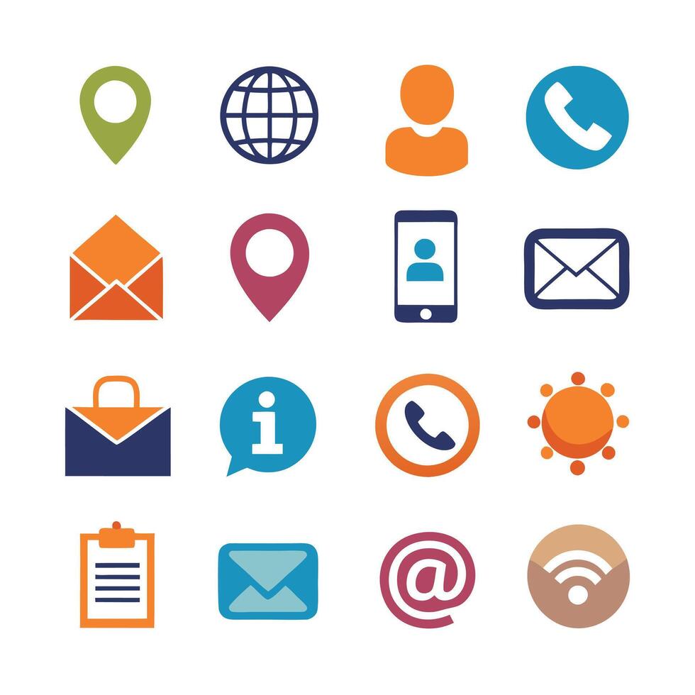 Contact Us icon set collection for websites and mobile applications vector