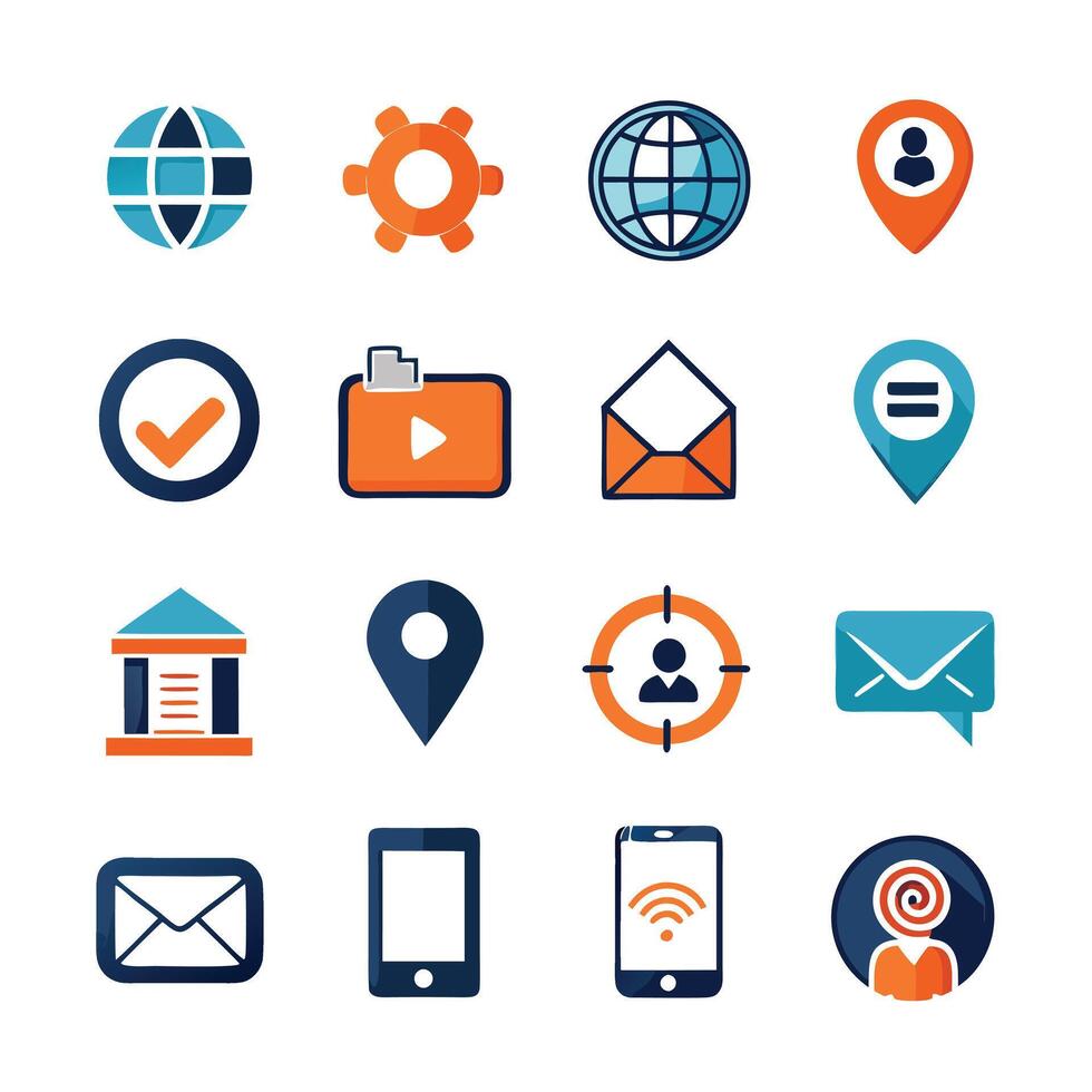 Contact Us icon set collection for websites and mobile applications vector