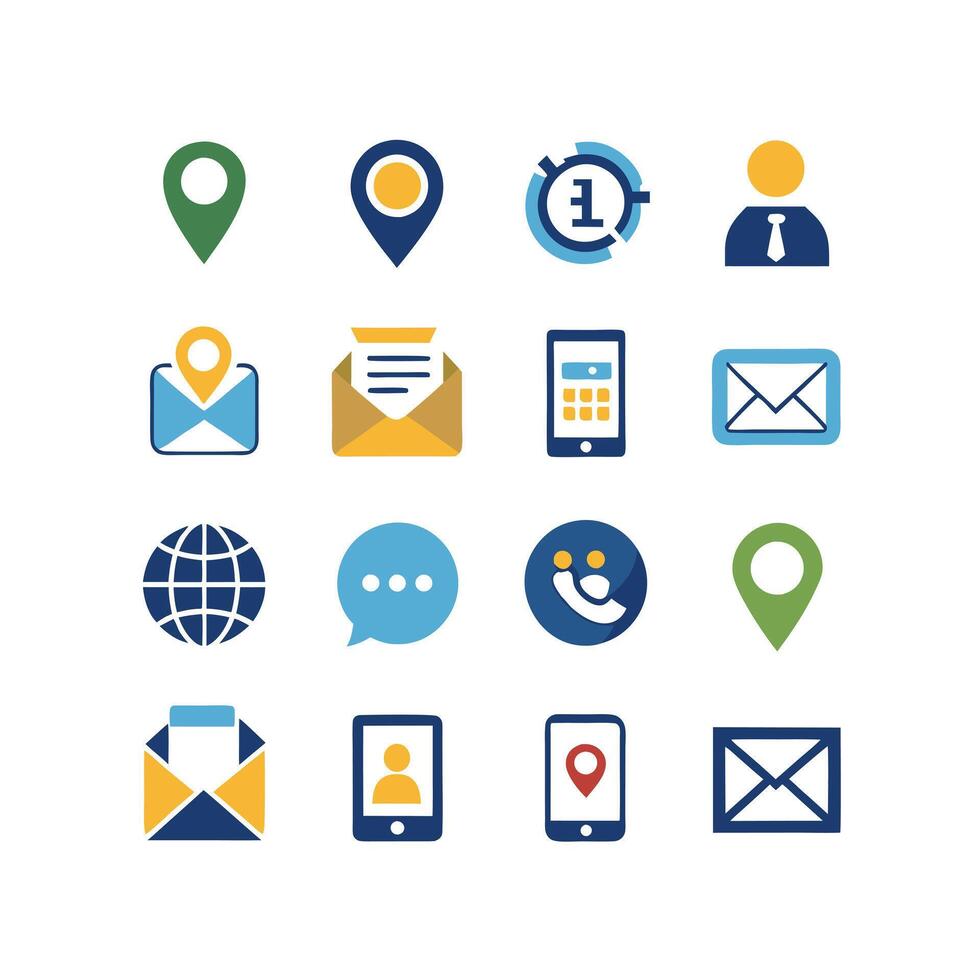 Contact Us icon set collection for websites and mobile applications vector