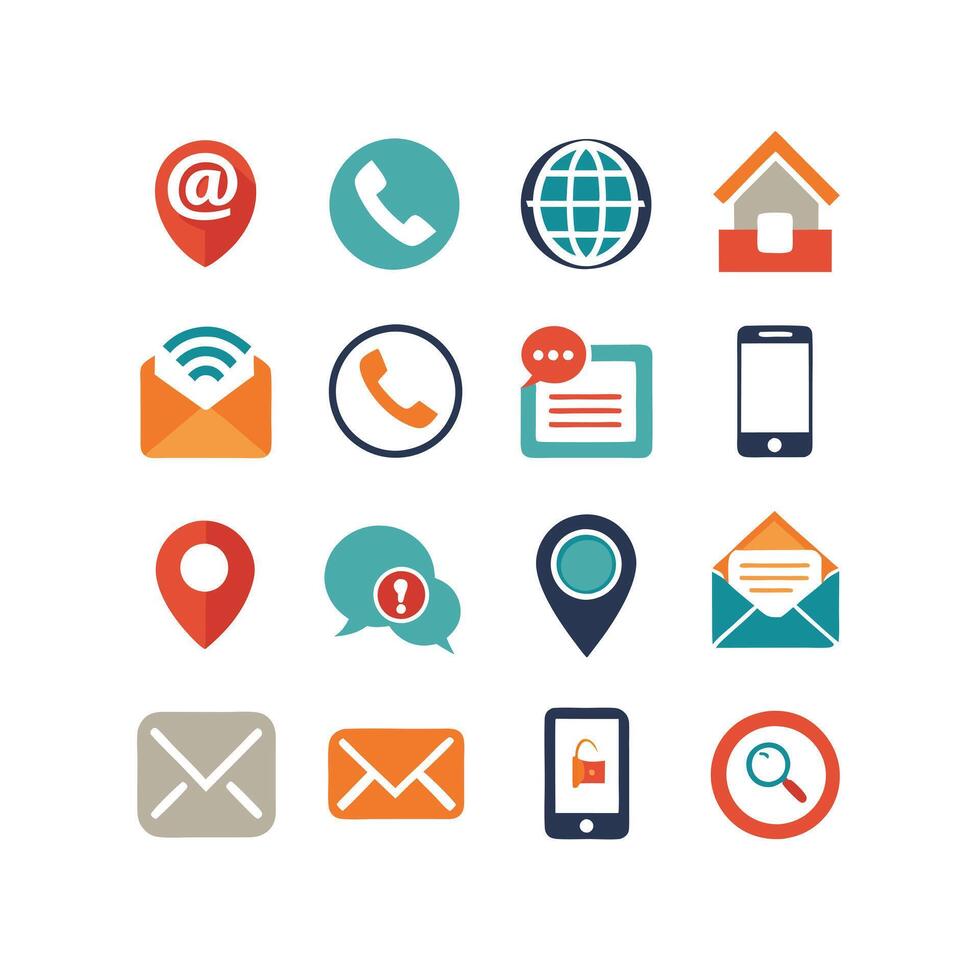 Contact Us icon set collection for websites and mobile applications vector