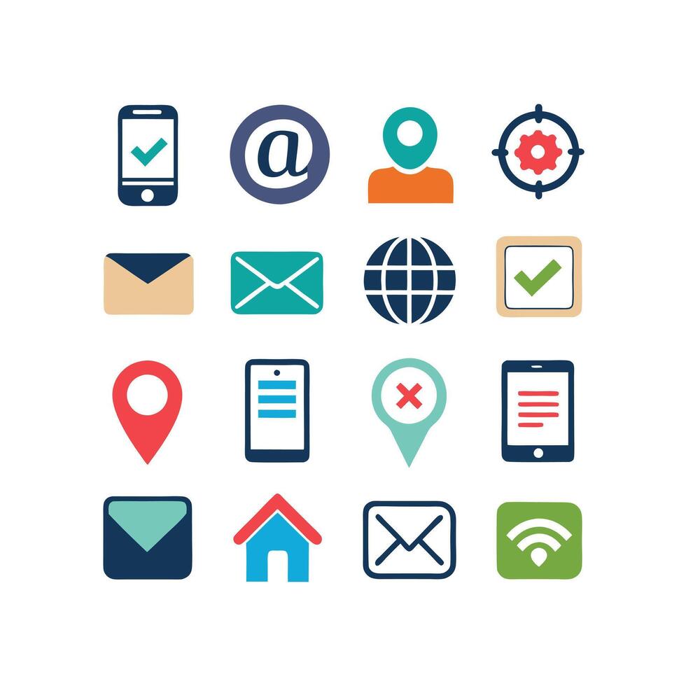 Contact Us icon set collection for websites and mobile applications vector