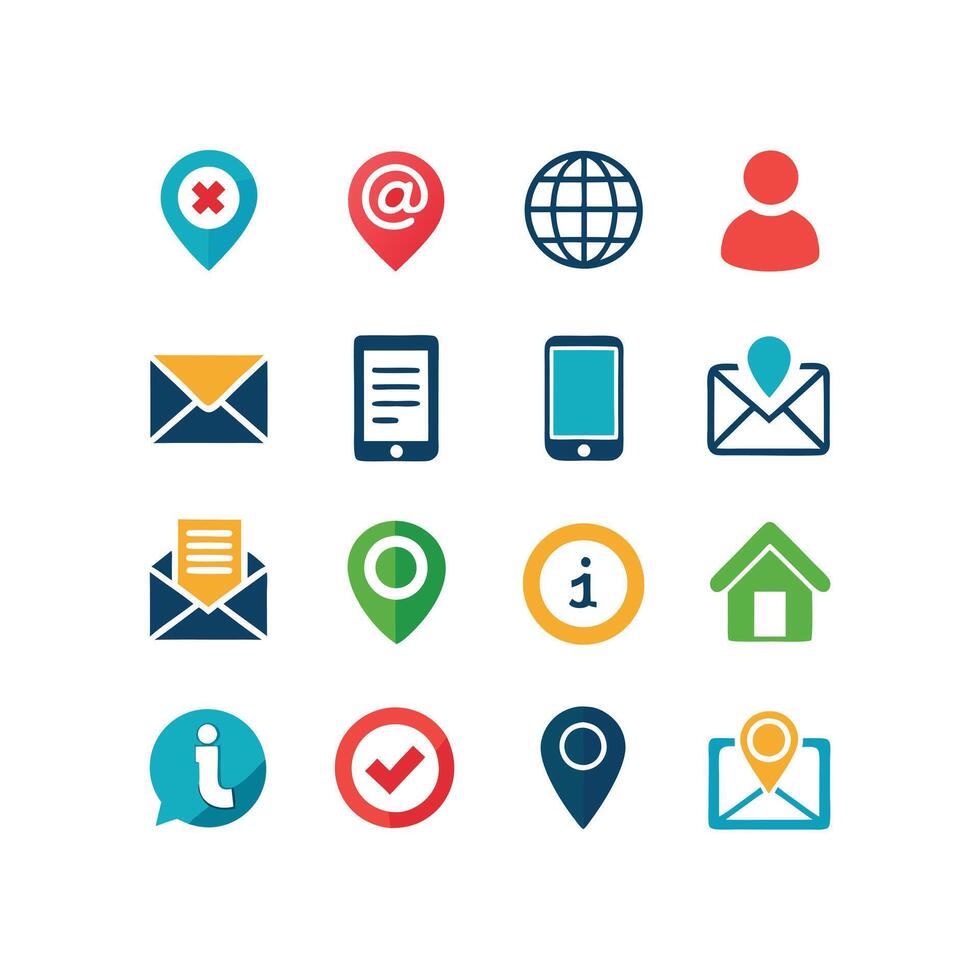 Contact Us icon set collection for websites and mobile applications vector