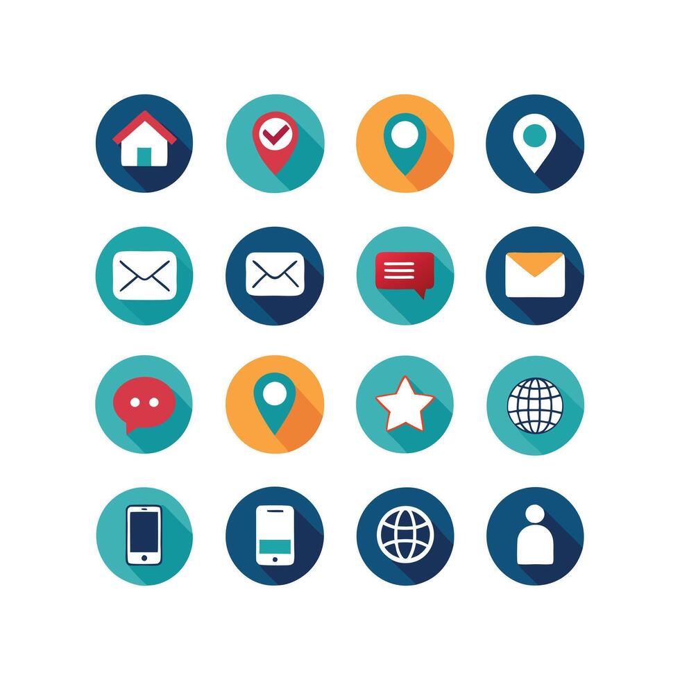 Contact Us icon set collection for websites and mobile applications vector