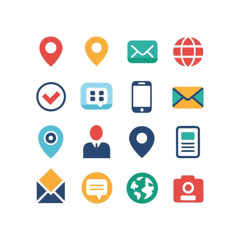 Contact Us icon set collection for websites and mobile applications vector