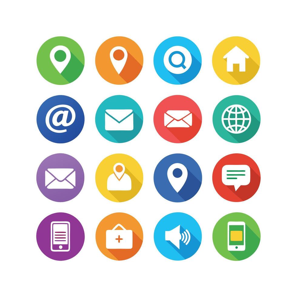 Contact Us icon set collection for websites and mobile applications vector