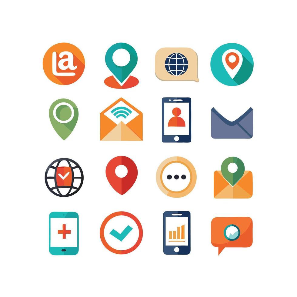 Contact Us icon set collection for websites and mobile applications vector