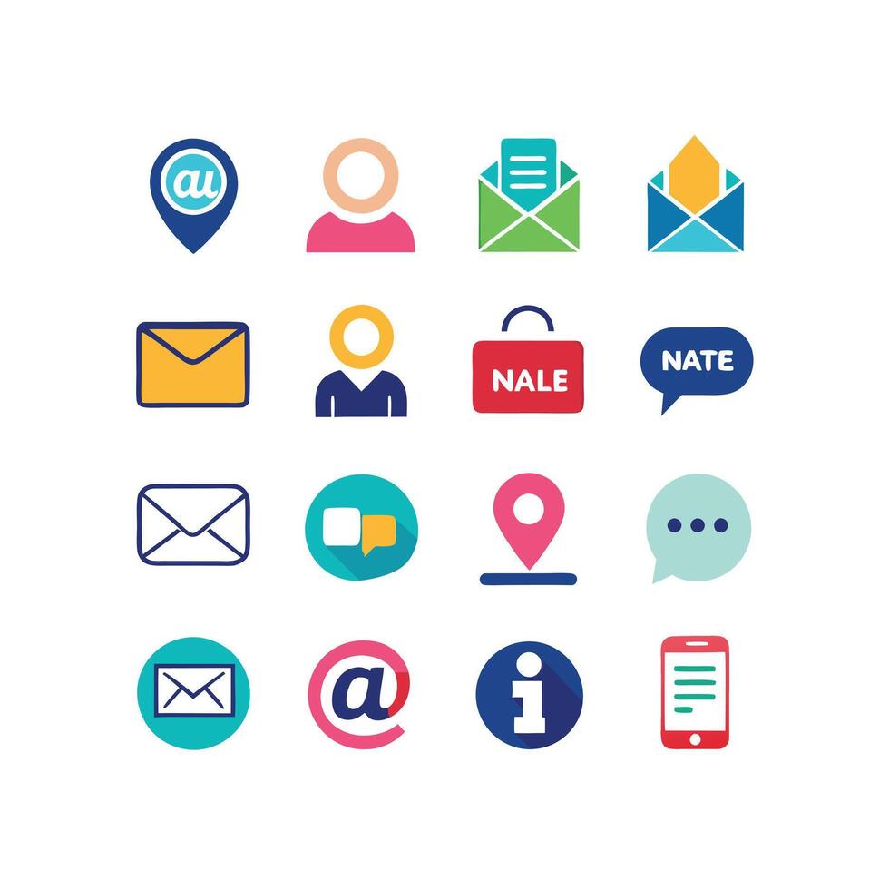 Contact Us icon set collection for websites and mobile applications vector
