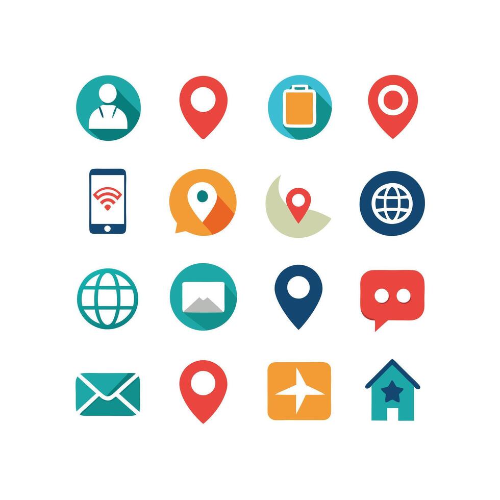 Contact Us icon set collection for websites and mobile applications vector