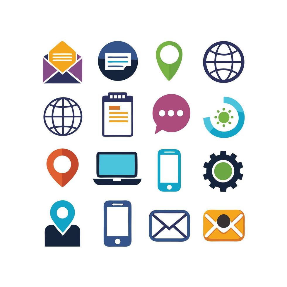 Contact Us icon set collection for websites and mobile applications vector