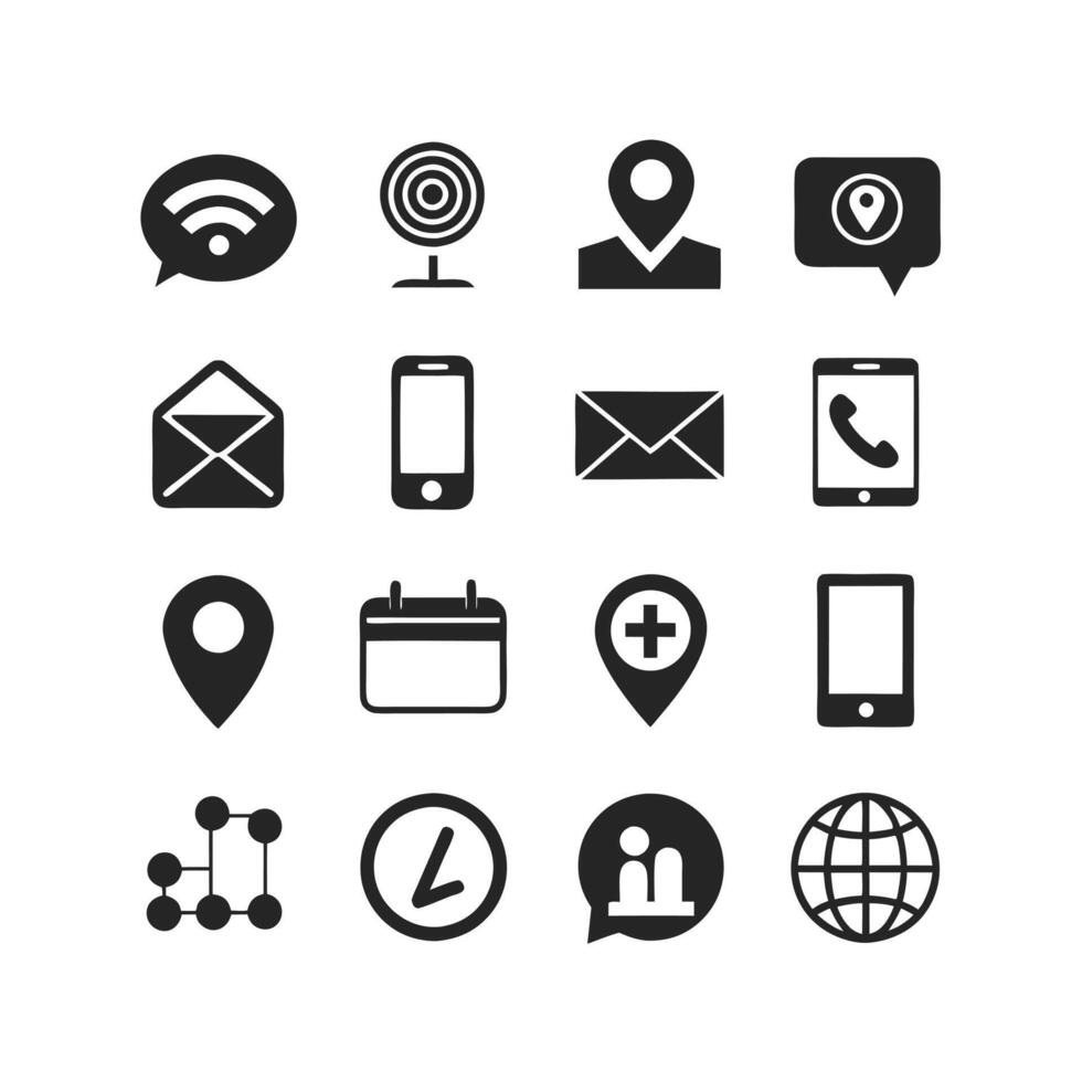 Contact Us icon set collection for websites and mobile applications vector