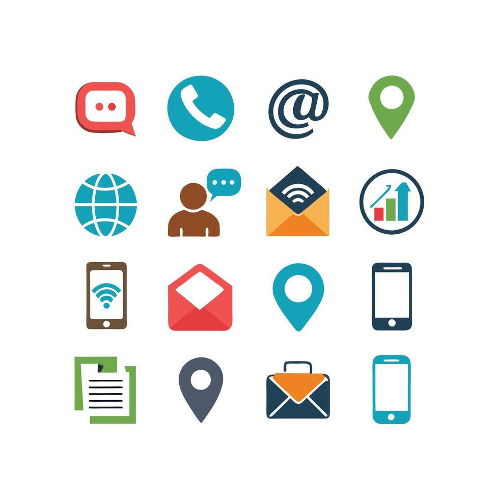Contact Us icon set collection for websites and mobile applications vector