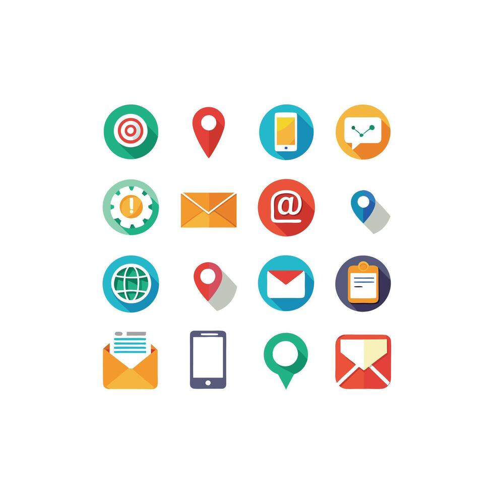 Contact Us icon set collection for websites and mobile applications vector