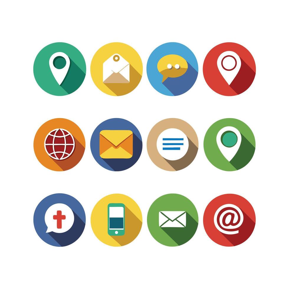 Contact Us icon set collection for websites and mobile applications vector