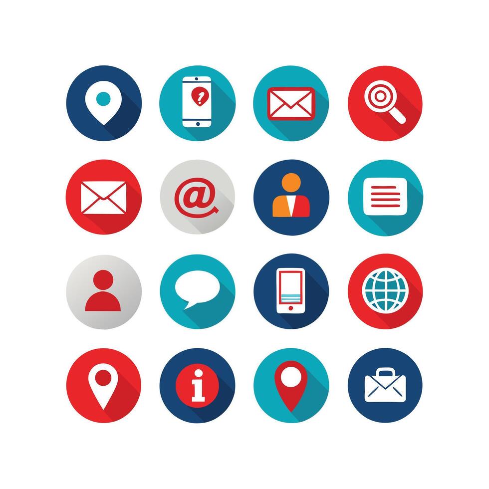 Contact Us icon set collection for websites and mobile applications vector