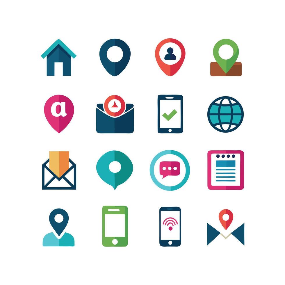 Contact Us icon set collection for websites and mobile applications vector