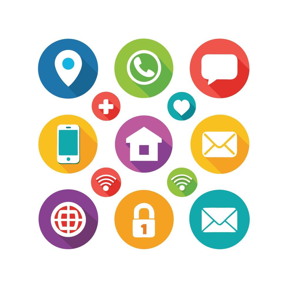 Contact Us icon set collection for websites and mobile applications vector