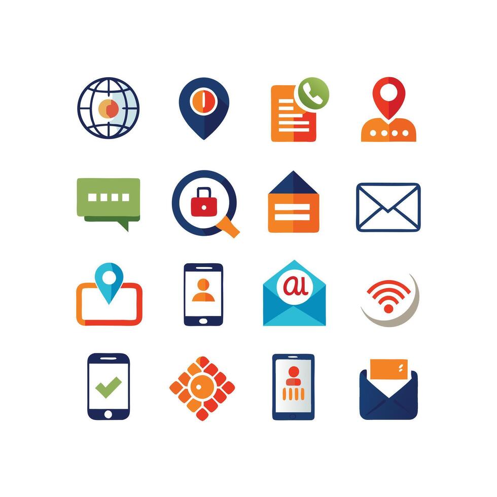 Contact Us icon set collection for websites and mobile applications vector