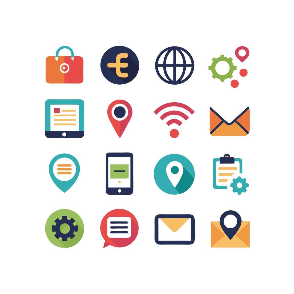Contact Us icon set collection for websites and mobile applications vector