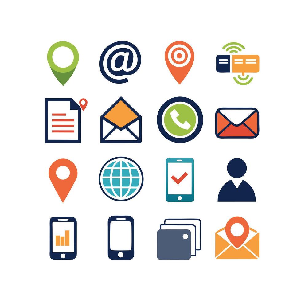 Contact Us icon set collection for websites and mobile applications vector