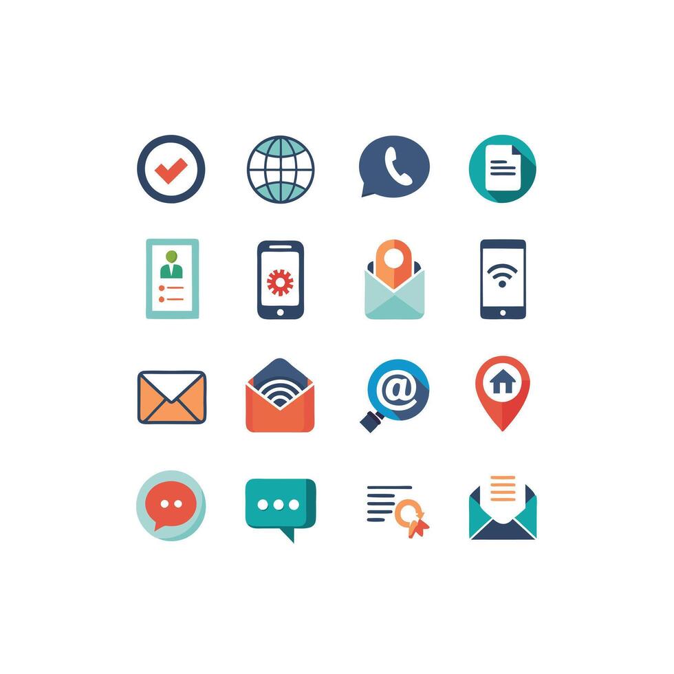 Contact Us icon set collection for websites and mobile applications vector