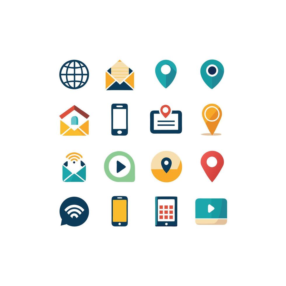 Contact Us icon set collection for websites and mobile applications vector