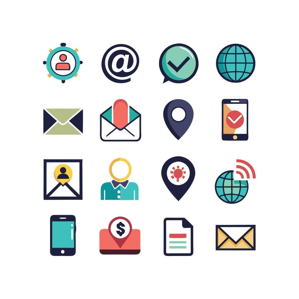 Contact Us icon set collection for websites and mobile applications vector