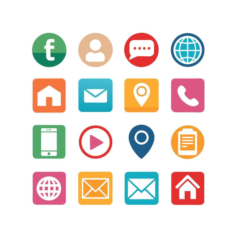 Contact Us icon set collection for websites and mobile applications vector