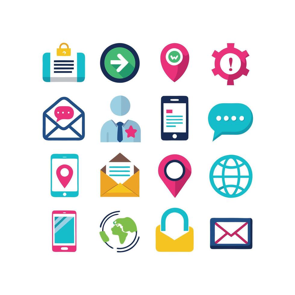 Contact Us icon set collection for websites and mobile applications vector