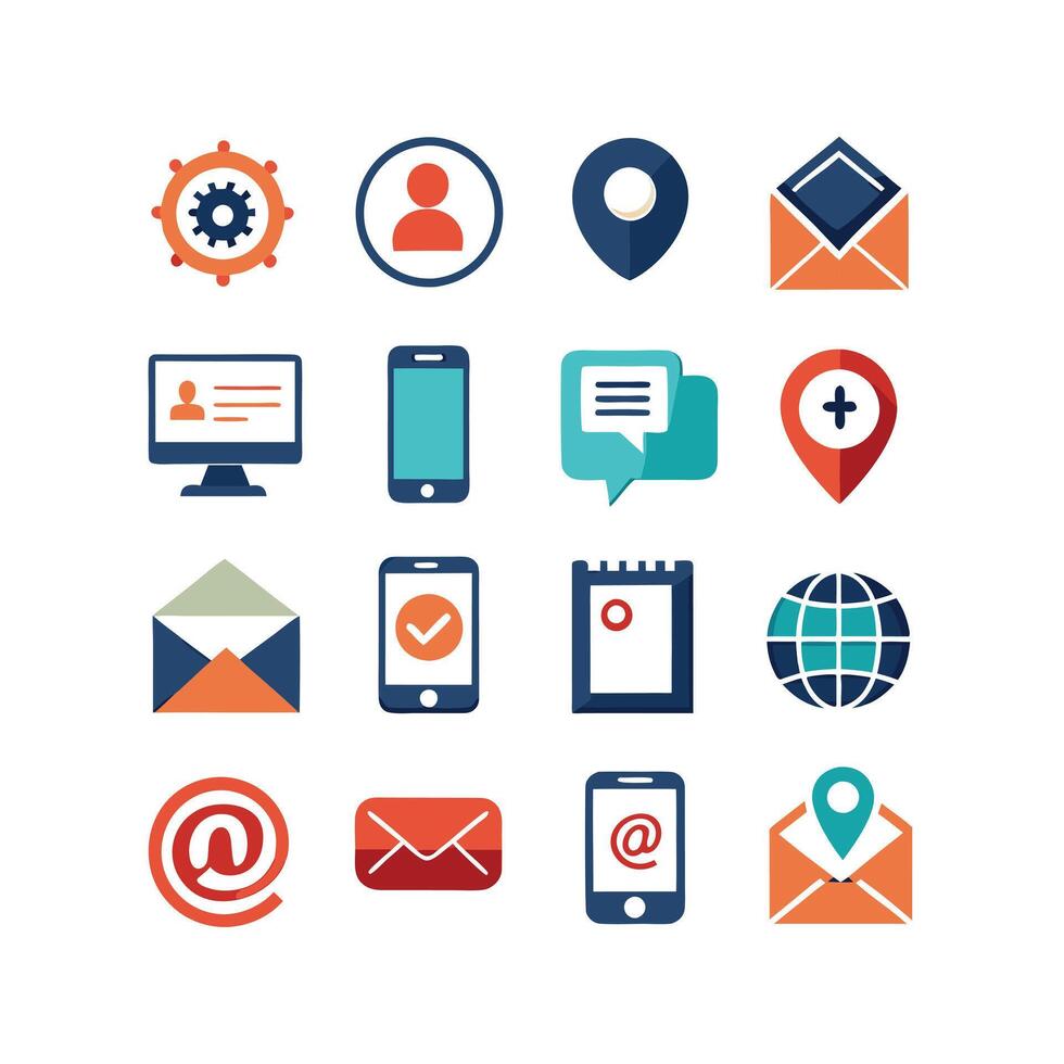 Contact Us icon set collection for websites and mobile applications vector