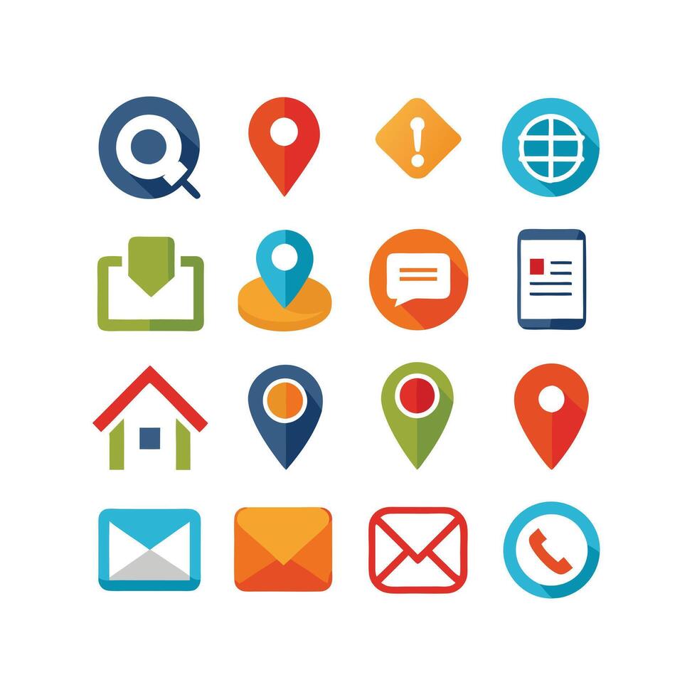 Contact Us icon set collection for websites and mobile applications vector