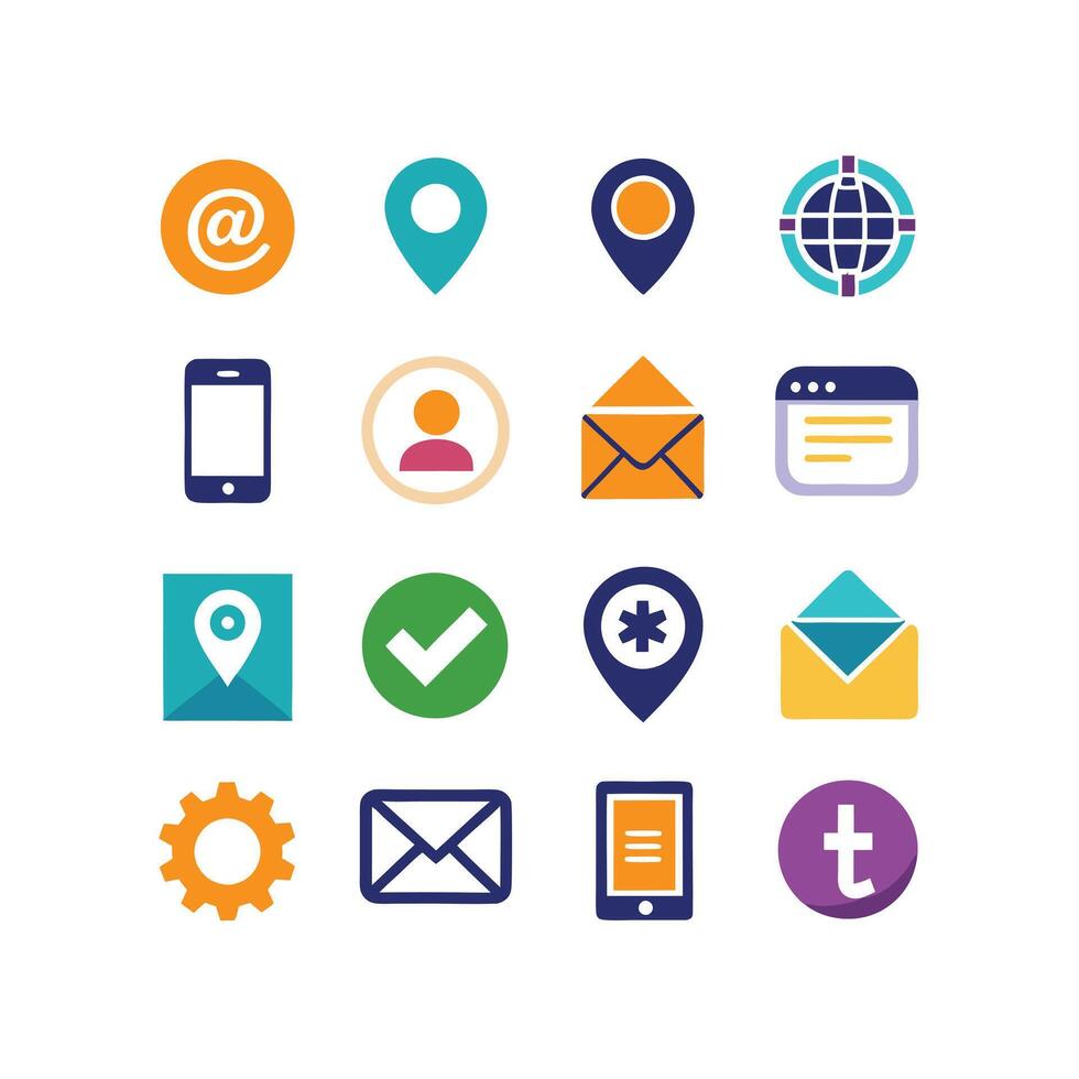 Contact Us icon set collection for websites and mobile applications vector